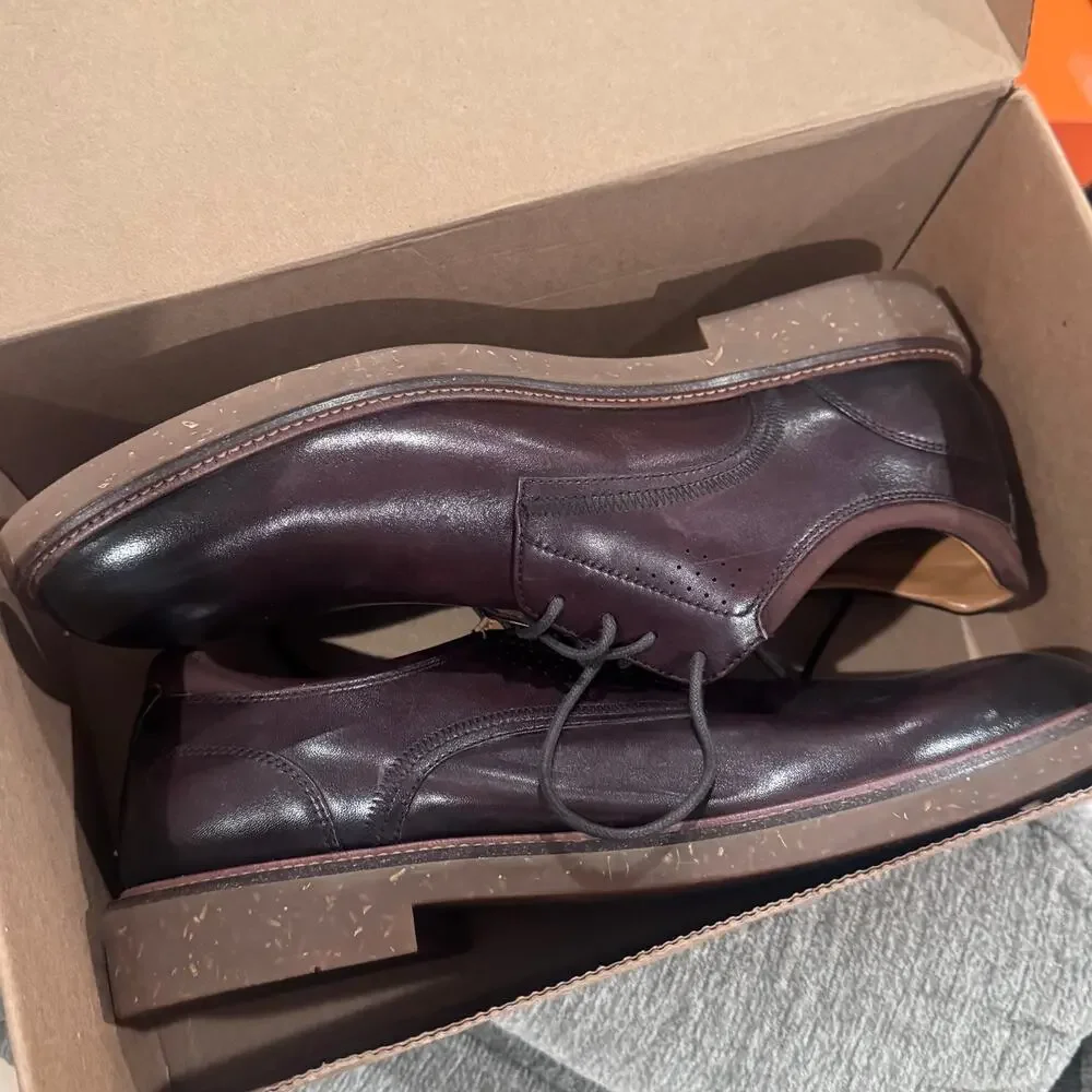 Ted Baker Swanley Derby Casual Dress Shoes Brown Leather Plain Toe Size 9.5 NWOB